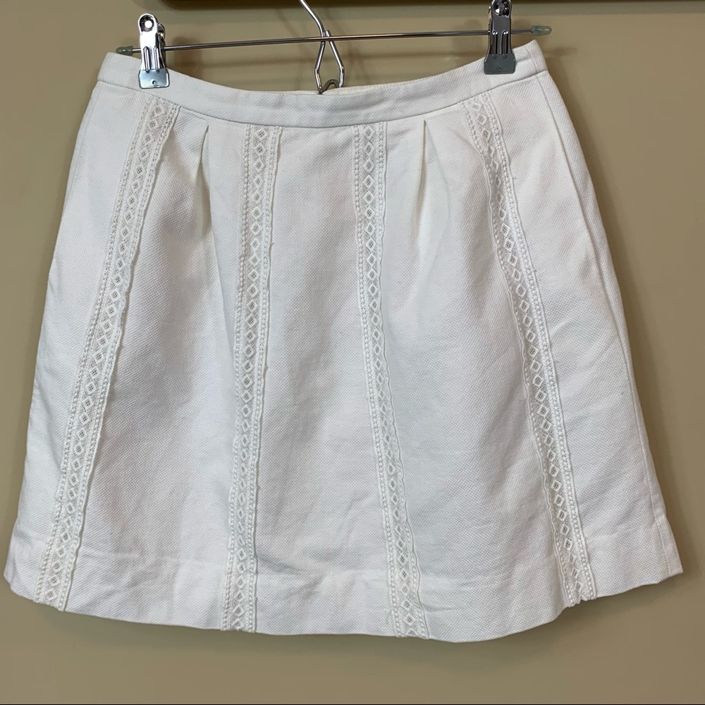 J. Crew White Lace Stripe A-Line Skirt
